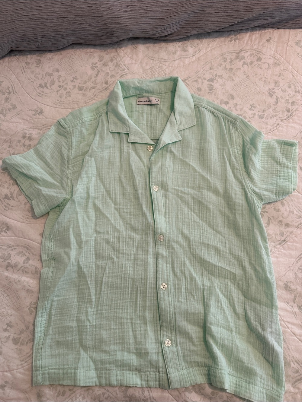 Abercrombie Kids Mint Green Short-Sleeve Button-Up Shirt